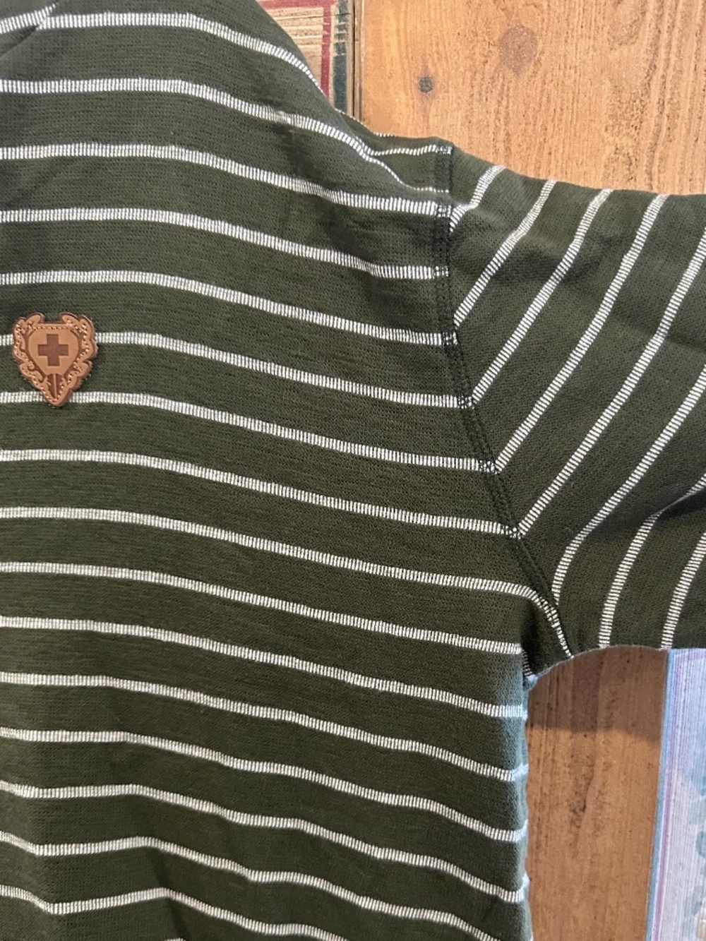 Men's ALPRAUSCH - Olive Green / White Striped Zip Hoody - Size XL - Picture 6 of 16